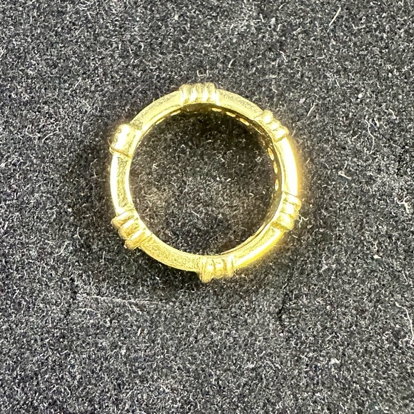 Designer Ruby & Diamond CZ band Ring, 14KT Gold ep - Picture 2 of 4